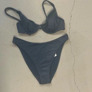 Abercrombie & Fitch Ribbed Underwire Bikini Set - Navy Blue